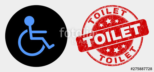 500x236 Rounded Wheelchair Person Icon And Toilet St Red Rounded