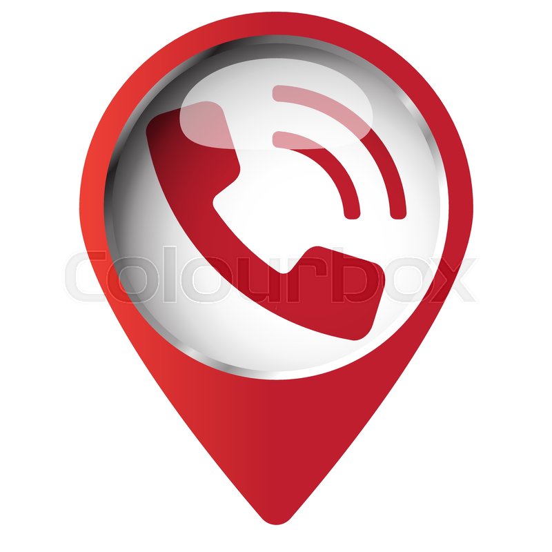 800x800 Map Pin Symbol With Phone Icon Red Stock Vector Colourbox