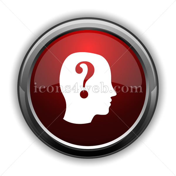 600x600 Human Head With Question Mark Icon Red Glossy Web Icon