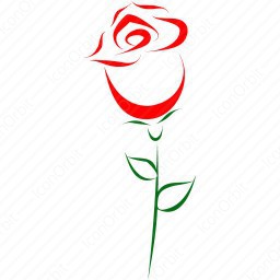 256x256 Red Rose Outline Icon