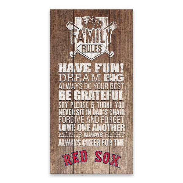600x600 Shop Boston Red Sox Family Rules Icon Wood Printed Canvas