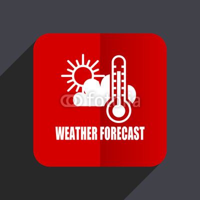 400x400 Weather Forecast Flat Design Web Vector Icon Red Square Sign