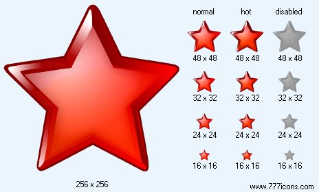 464x280 Red Star Icon Toolbar Icon Set