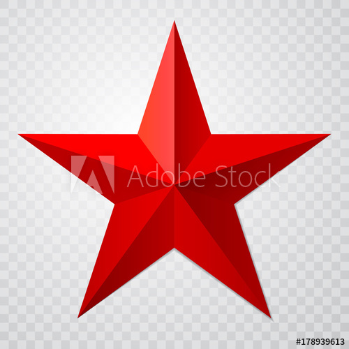 500x500 Red Star Icon With Shadow On Transparent Background Vector
