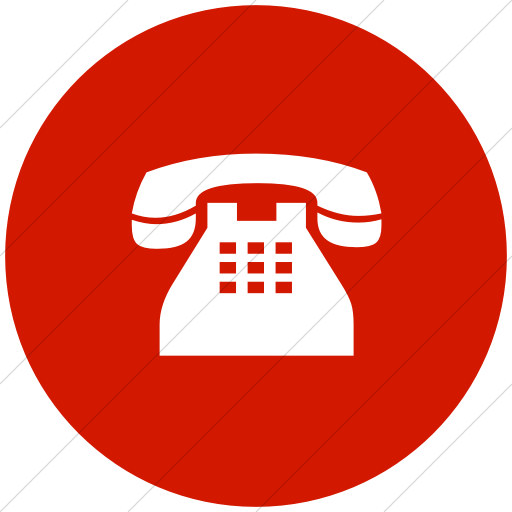512x512 Iconsetc Flat Circle White On Red Classica Traditional Telephone