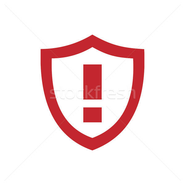 600x600 Red Warning Shield Icon On A White Background Vector Illustration