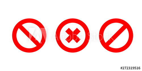 500x250 Set Of No Signs Isolated Red No Cross Symbol Circle Red Warning