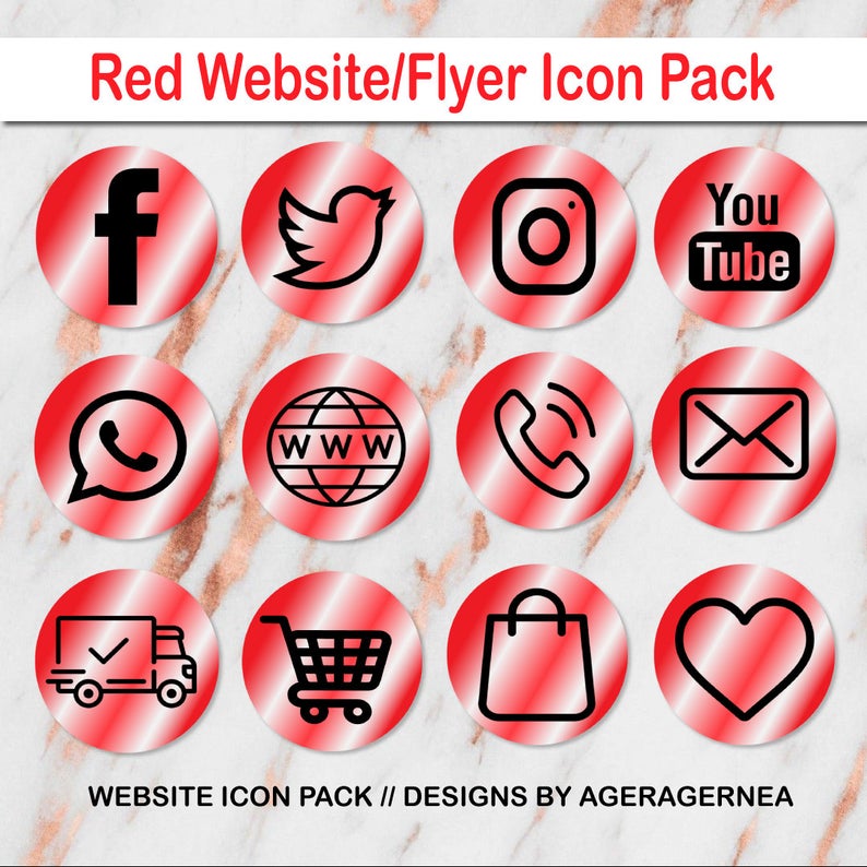 794x794 Red Social Media Icons Etsy