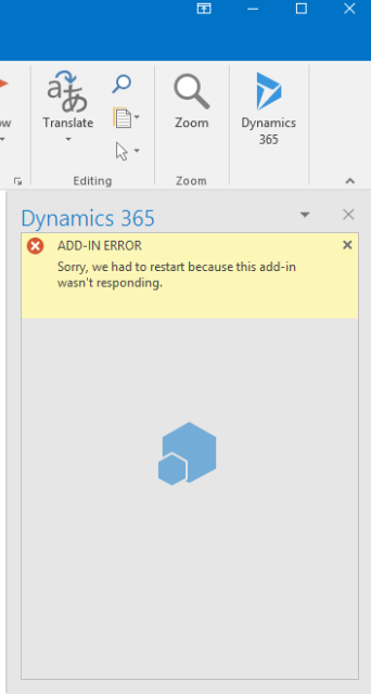 342x640 Dynamics App For Outlook Will Not Connect