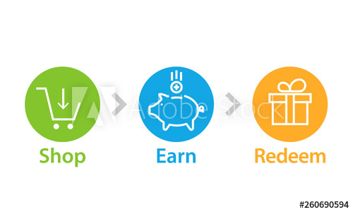500x300 Shop Earn And Redeem Icons Clipart Image Isolated On White