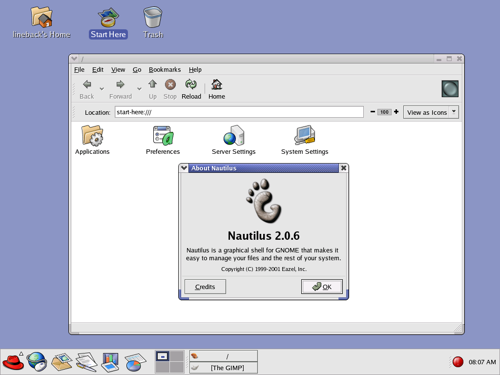 1024x768 Red Hat Linux With Gnomenautilus