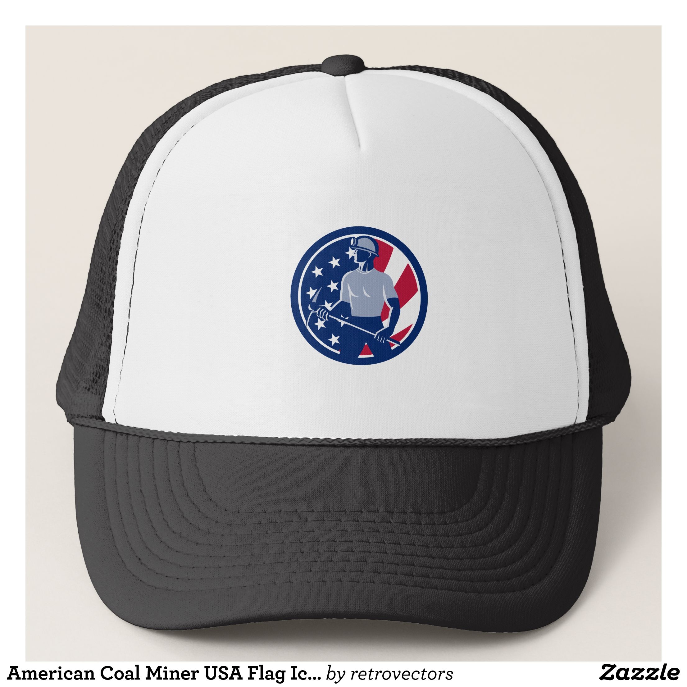 2212x2212 American Coal Miner Usa Flag Icon Trucker Hat