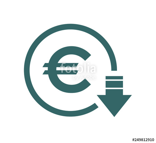 500x460 Cost Reduction Decrease Euro Icon Vector Symbol Image Isolated