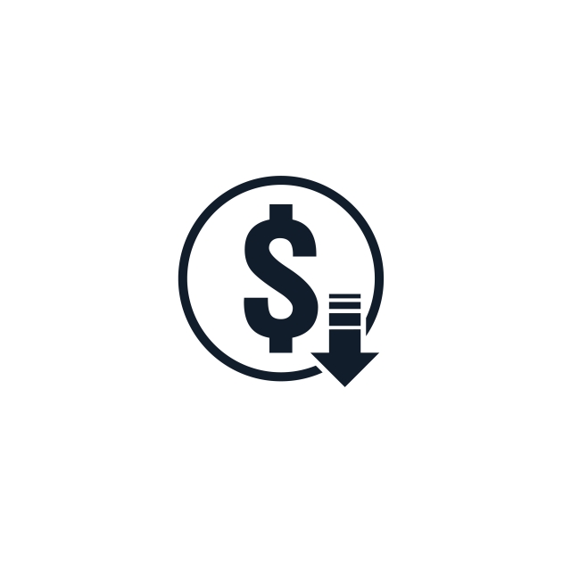 640x640 Dollar Decrease Icon Money Symbol With Arrow Stretching Rising