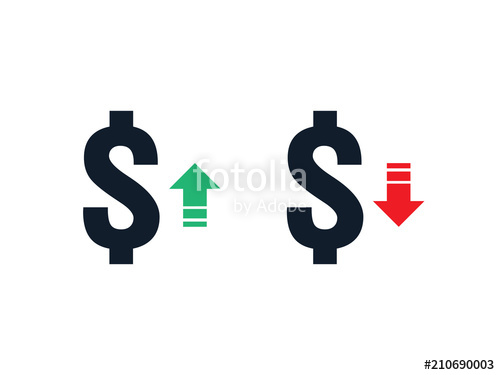 500x375 Dollar Increase Decrease Icon Money Symbol With Arrow Stretching