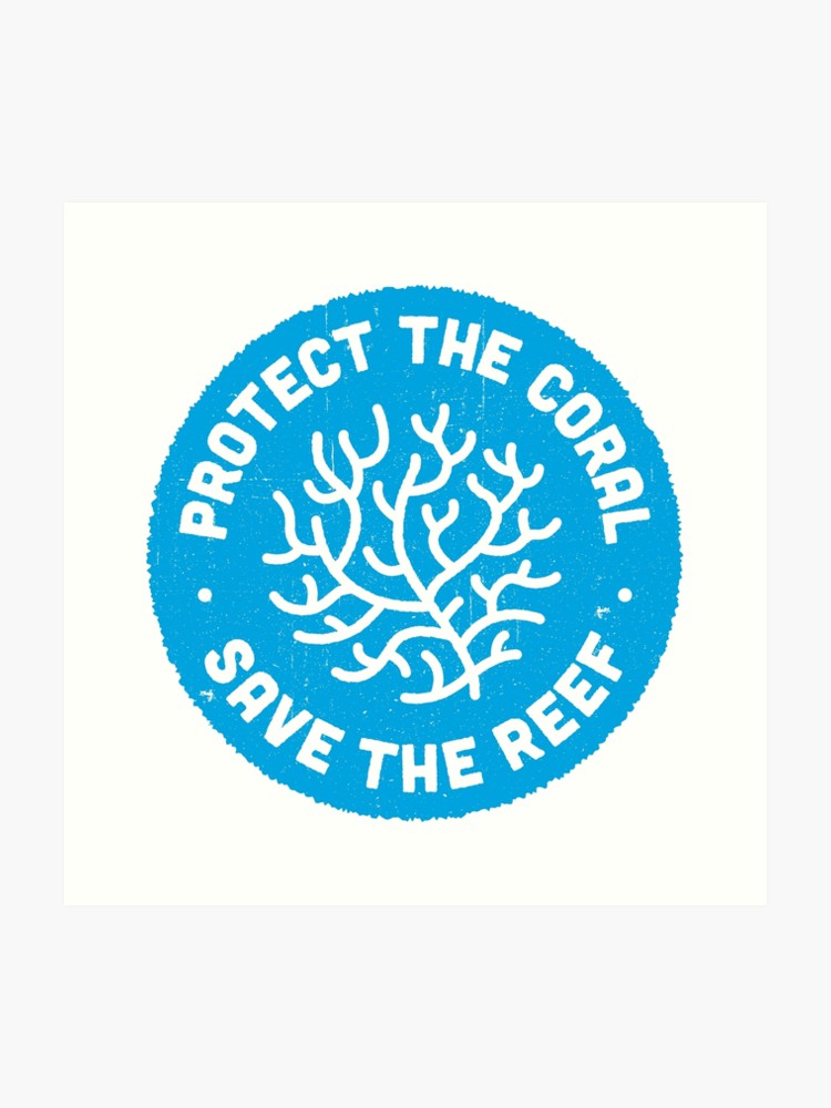750x1000 Protect The Coral, Save The Reef Blue Icon Art Print