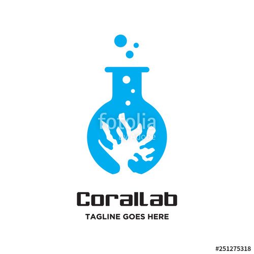 500x500 Coral Reef In Laboratory Glassware Logo Icon Vector Template