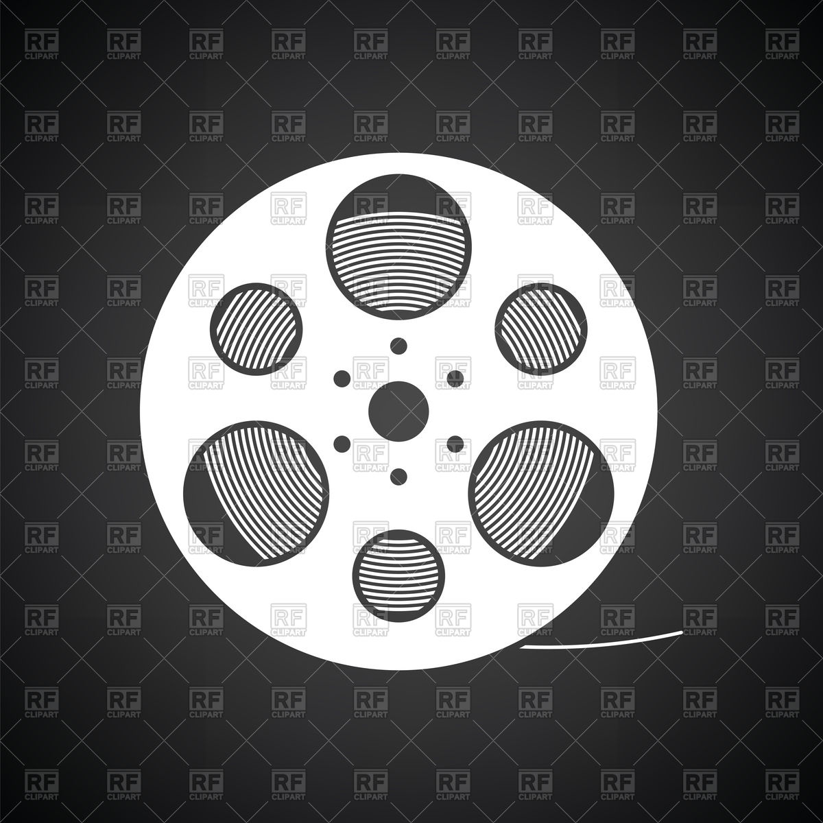 1200x1200 Film Reel Icon On Black Background Vector Image Of Icons
