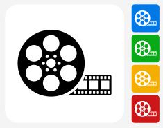 235x185 Movie Reel Icon Flat Graphic Design Vector Art Illustration