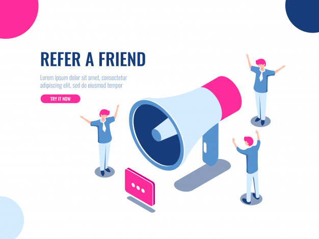 Refer A Friend Isometric Icon, People Team In Promotion 626x469 Refer A Friend Isometric Icon, People Team In Promotion