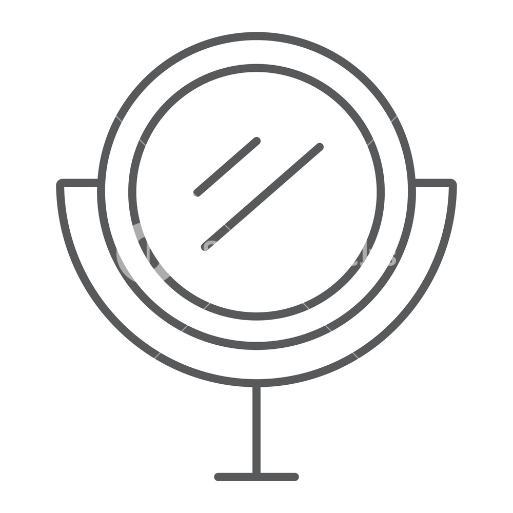 1000x1000 Table Mirror Thin Line Icon, Glass And Reflection, Round Mirror