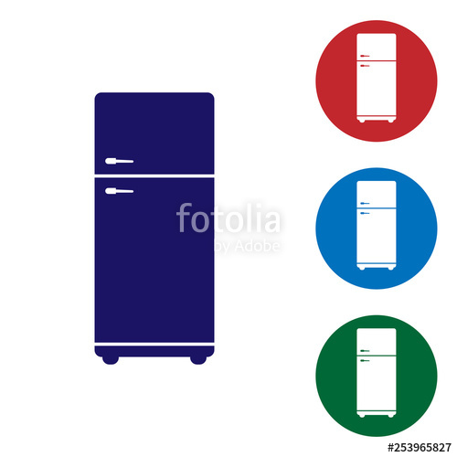 500x500 Blue Refrigerator Icon Isolated On White Background Fridge