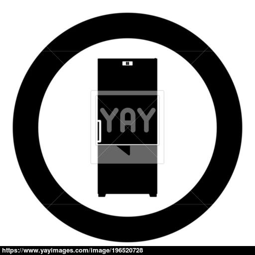 512x512 Refrigerator Icon Black Color In Circle Vector