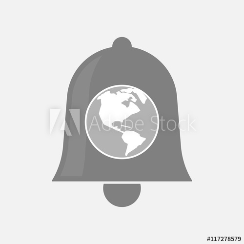 500x500 Isolated Bell Icon With An America Region World Globe