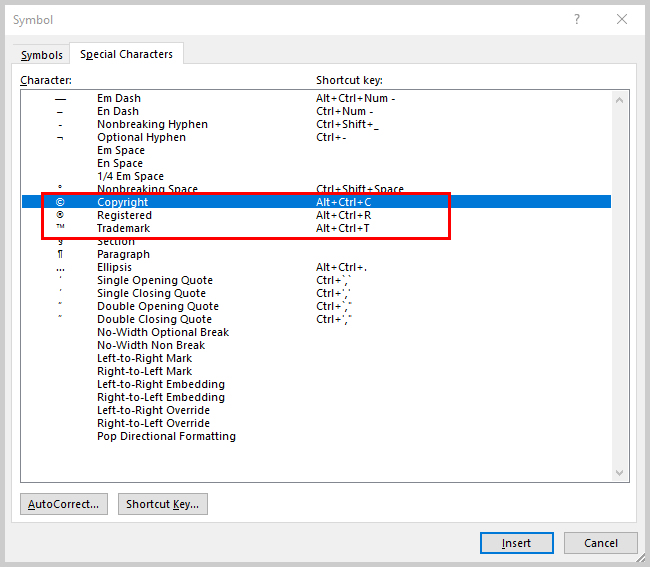 650x567 How To Insert Copyright, Trademark, And Registered Symbols