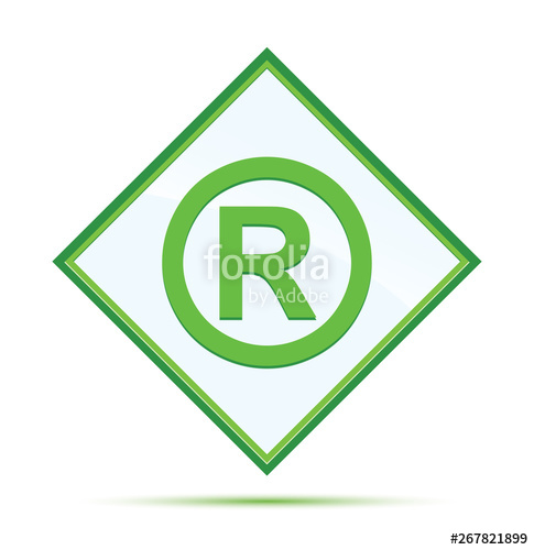 485x500 Registered Symbol Icon Modern Abstract Green Diamond Button Stock