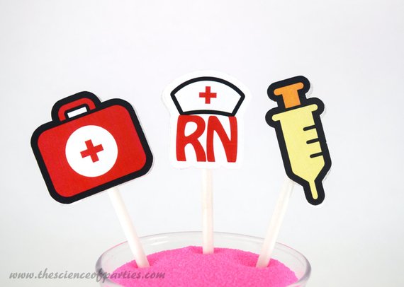 Nurse Icons Cupcake Toppers First Aid Kit, Nurse Hat, Registered 570x406 Nurse Icons Cupcake Toppers First Aid Kit, Nurse Hat, Registered