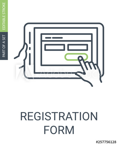 406x500 Registration Form Icon With Outline Style And Editable Stroke