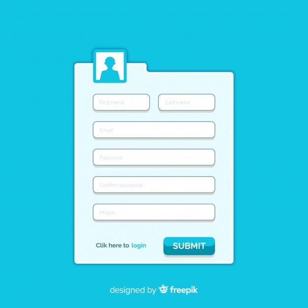 626x626 Registration Form Template With Flat Design Vector Free Download