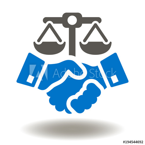 500x500 Handshake Justice Scales Icon Vector Business Deal Law Success