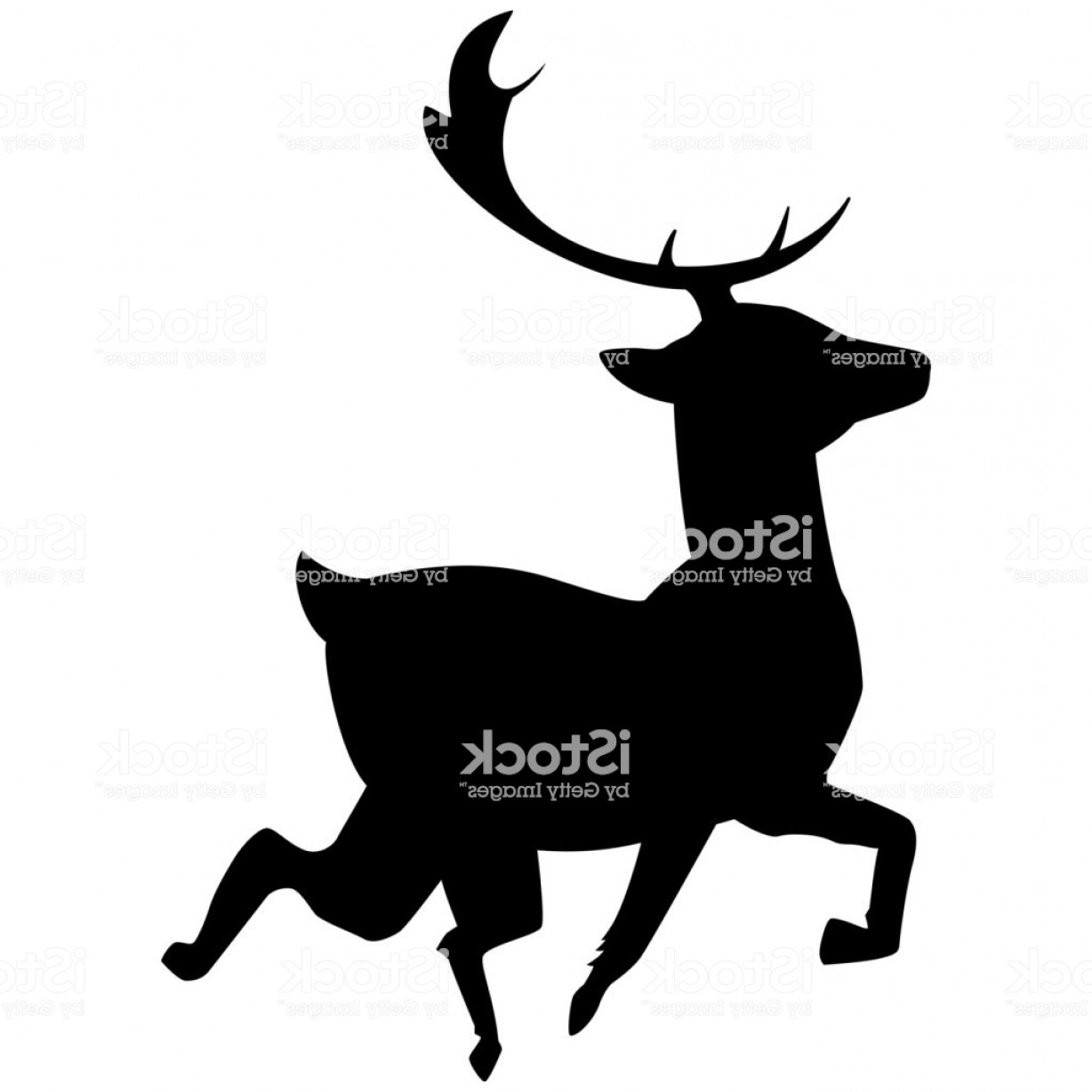 1228x1228 Christmas Reindeer Black Silhouette Vector Icon Isolated On White
