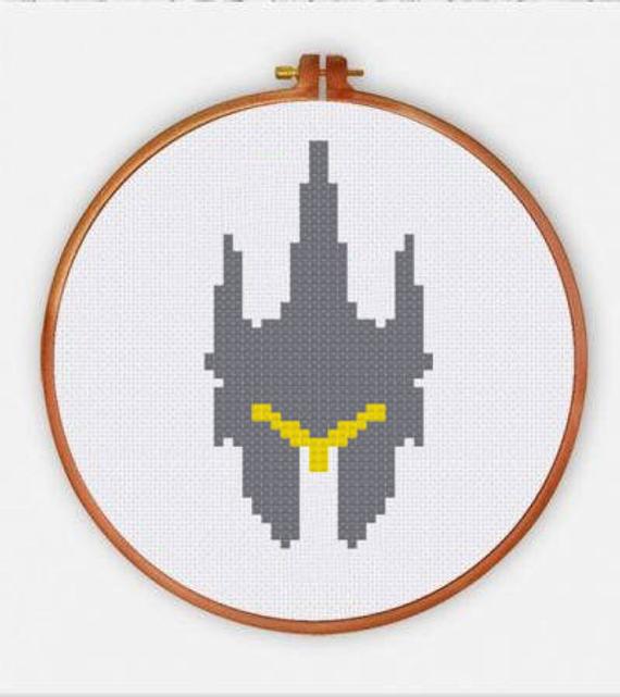 570x641 Pdf Pattern Small Reinhardt Icon Overwatch Cross Stitch Etsy