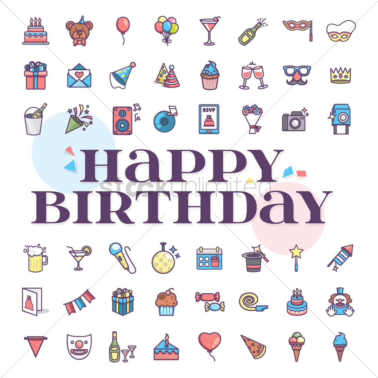 1300x1300 Compilation Of Birthday Related Icons Vector Image