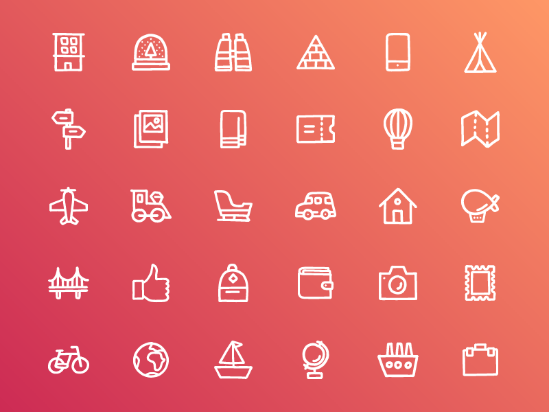 800x600 Travel Icons Sketch Freebie
