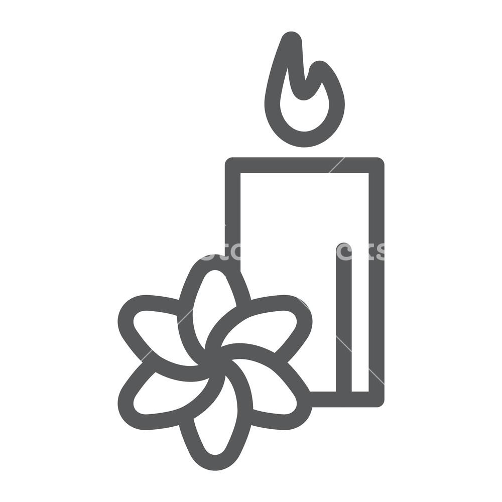 1000x1000 Spa Line Icon, Hotel And Relax, Lotus And Candle Sign, Vector