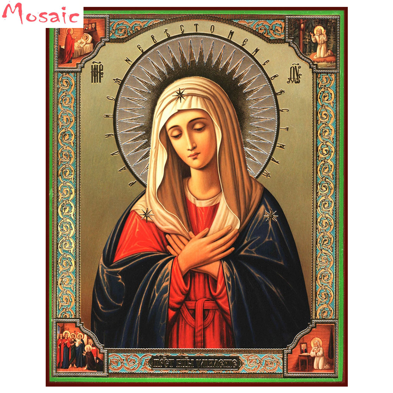 800x800 Diy Diamond Painting,orthodox Icons Virgin Mary Diamond Embroidery