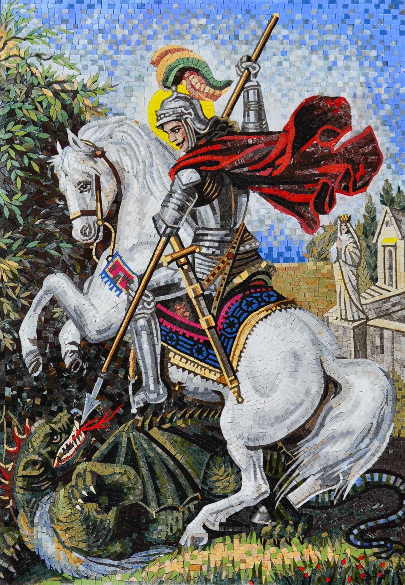 1299x1874 St George Religious Icon Mosaic For Church Religious Mozaico