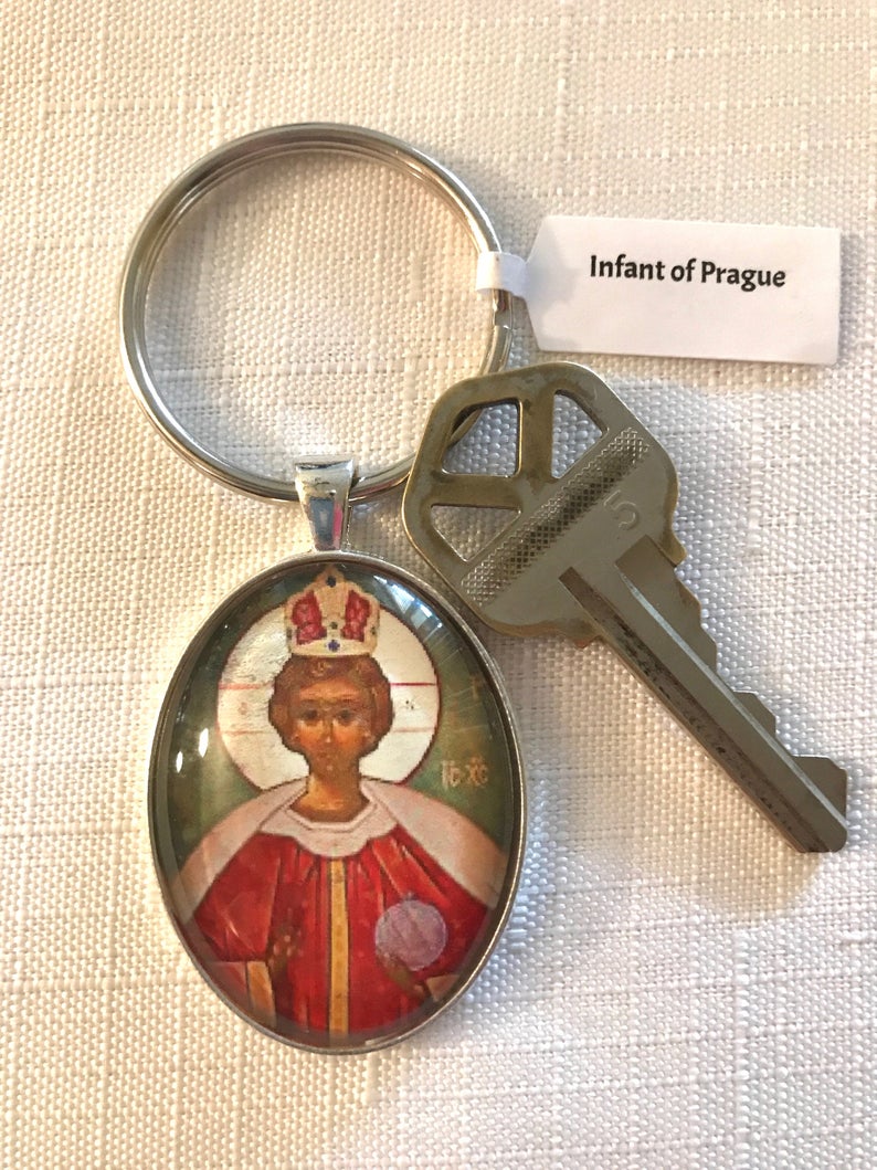 794x1059 Infant Of Prague Catholic Religous Icon Handmade Keychain Etsy