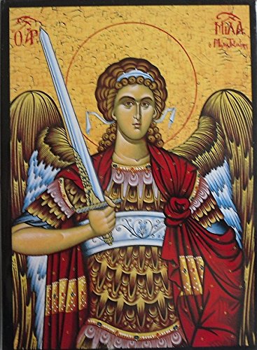 367x500 St Michael Religious Icon Wooden Greek Icon Saint Michael