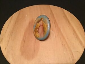 300x225 Vintage Religous Icon Enameled Angel Image On Gold Tone Pin Ebay