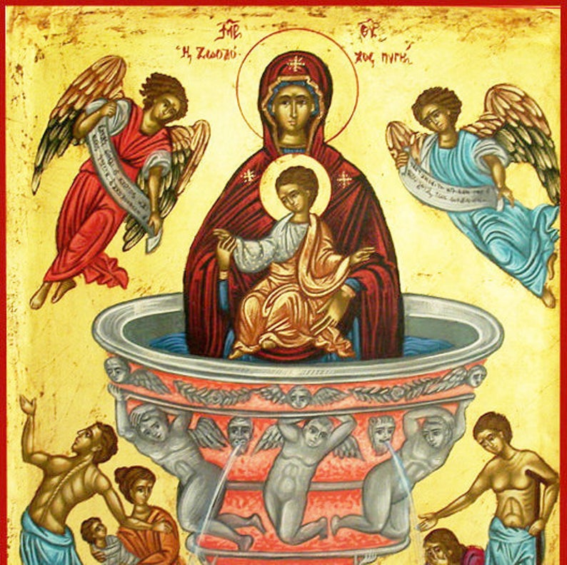 794x792 Byzantine Art The Virgin Mary Fountain Life Religious Icons Etsy