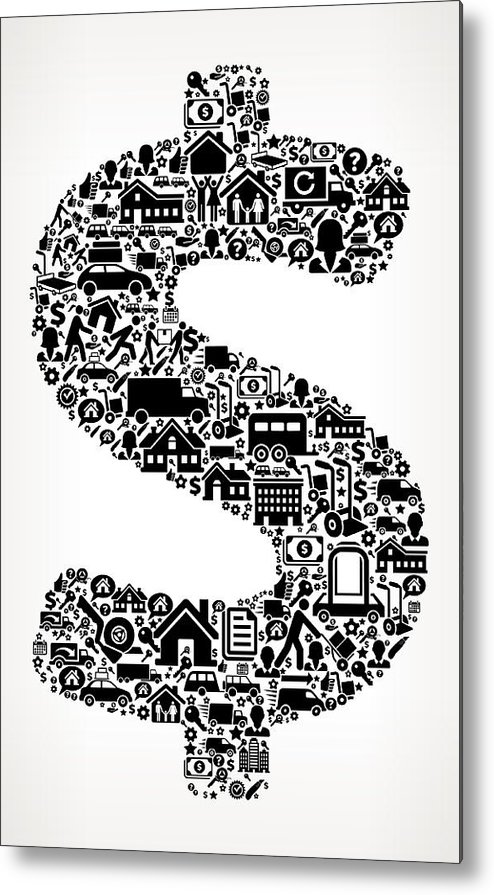 494x895 Dollar Sign Moving And Relocation Icon Pattern Metal Print