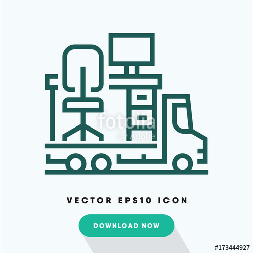 500x500 Office Moving Icon, Relocation Symbol Modern, Simple Flat Vector