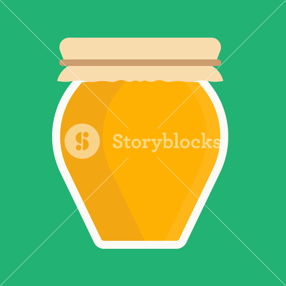 1000x1000 Honey Jar Glass Food Bee Vector Icon Sweet Dessert Isolated White
