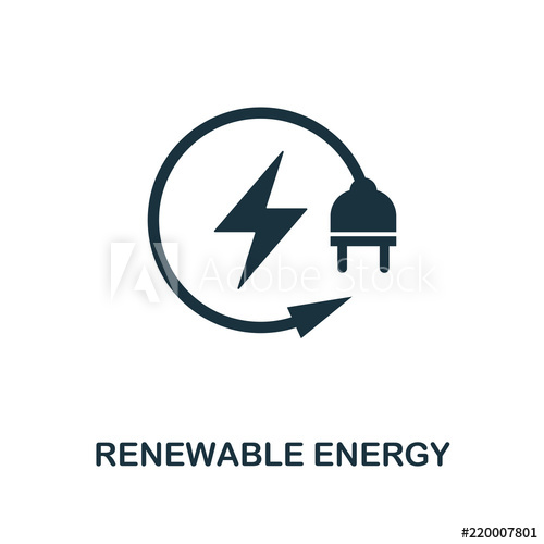 500x500 Renewable Energy Icon Monochrome Style Design From Power