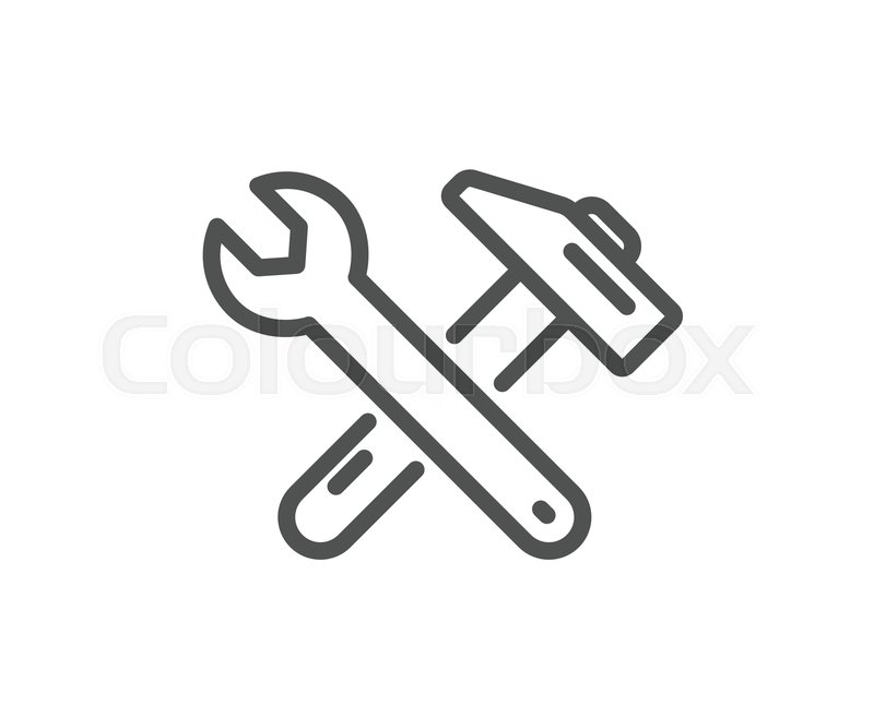 800x647 Spanner And Hammer Line Icon Repair Stock Vector Colourbox